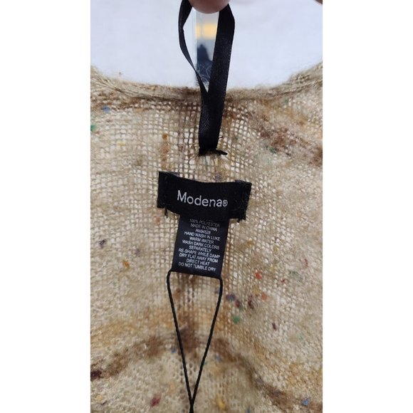 Modena Wrap Womens One Size Tan Window Pane Check  Fringed Poncho Ruana - Picture 6 of 7